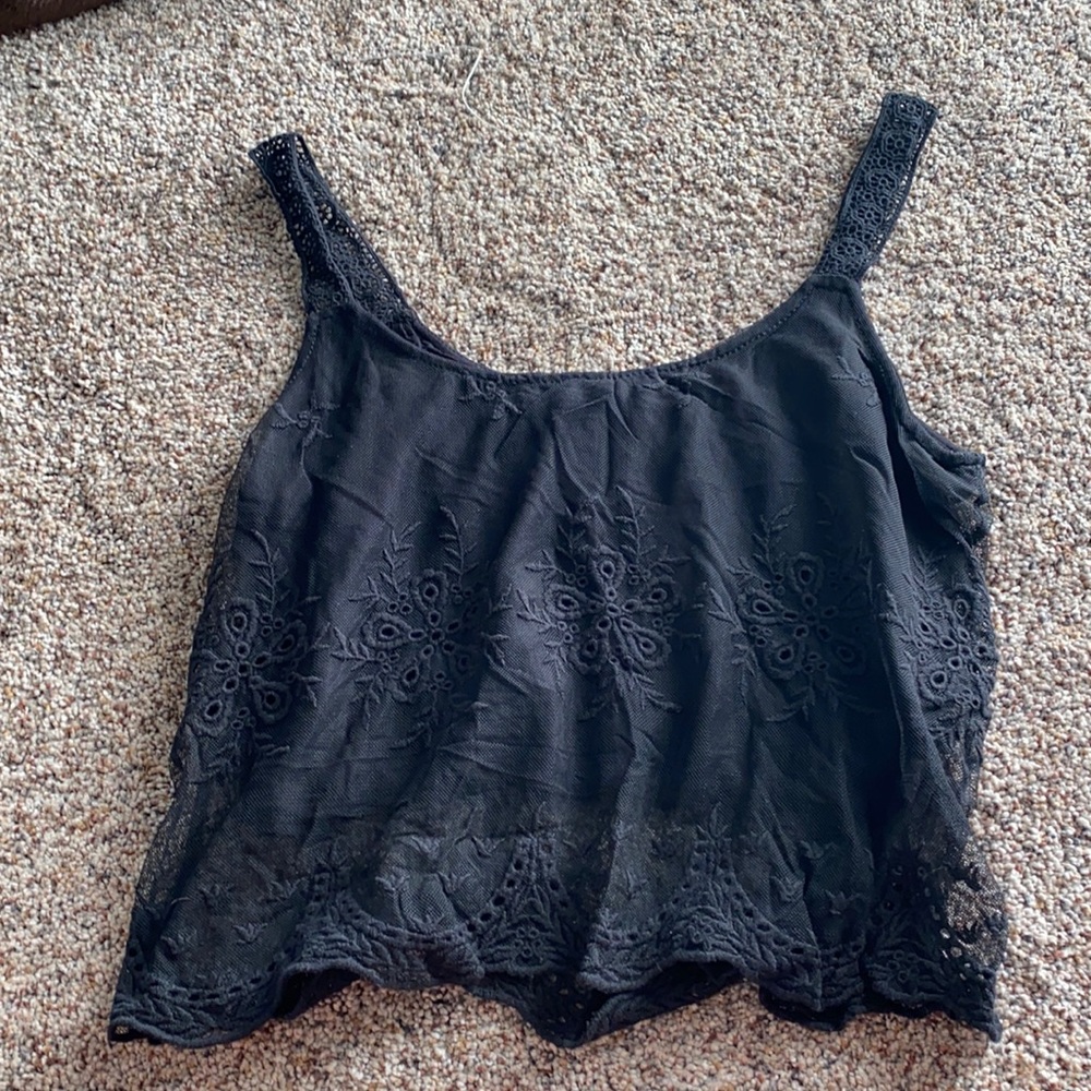 black lace crop top
